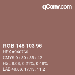 カラーコード: RGB 148 103 96 | qconv.com