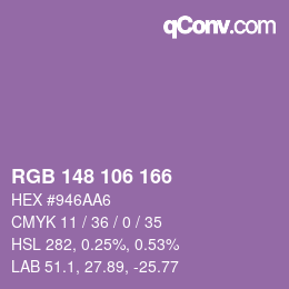Farbcode: RGB 148 106 166 | qconv.com