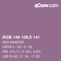 Color code: RGB 148 108.8 141 | qconv.com