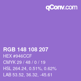 Color code: RGB 148 108 207 | qconv.com