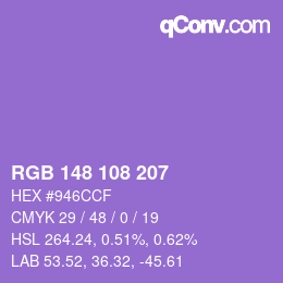 Color code: RGB 148 108 207 | qconv.com