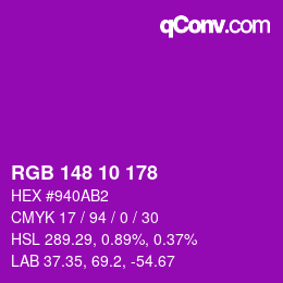 カラーコード: RGB 148 10 178 | qconv.com