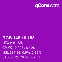 カラーコード: RGB 148 10 183 | qconv.com