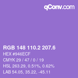 カラーコード: RGB 148 110.2 207.6 | qconv.com