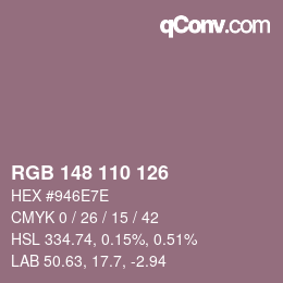 颜色代码: RGB 148 110 126 | qconv.com