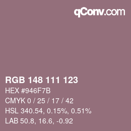 Color code: RGB 148 111 123 | qconv.com