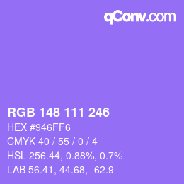 Color code: RGB 148 111 246 | qconv.com