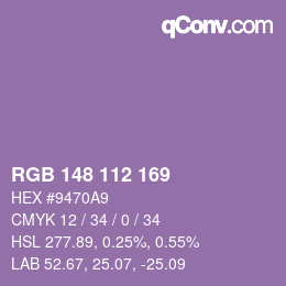 Farbcode: RGB 148 112 169 | qconv.com