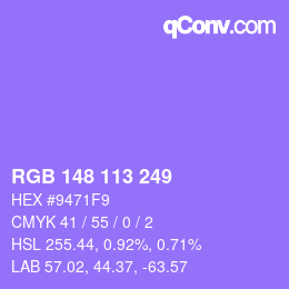 Color code: RGB 148 113 249 | qconv.com