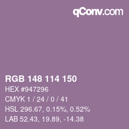 カラーコード: RGB 148 114 150 | qconv.com