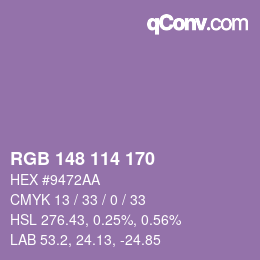 Color code: RGB 148 114 170 | qconv.com