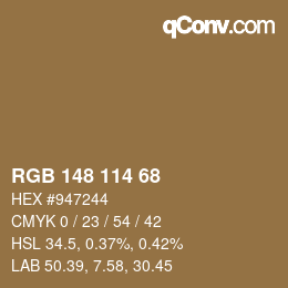 Farbcode: RGB 148 114 68 | qconv.com
