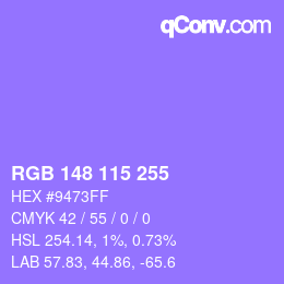 Color code: RGB 148 115 255 | qconv.com