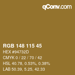Farbcode: RGB 148 115 45 | qconv.com