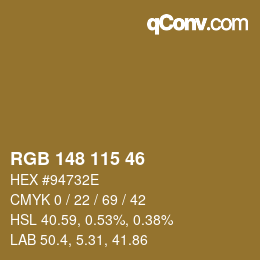Farbcode: RGB 148 115 46 | qconv.com