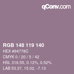 カラーコード: RGB 148 119 140 | qconv.com
