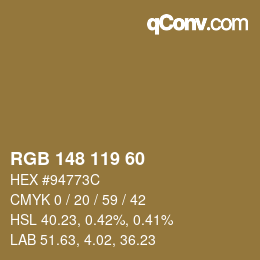 颜色代码: RGB 148 119 60 | qconv.com