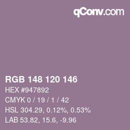 Código de color: RGB 148 120 146 | qconv.com