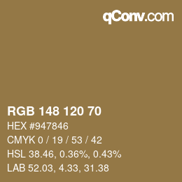 カラーコード: RGB 148 120 70 | qconv.com