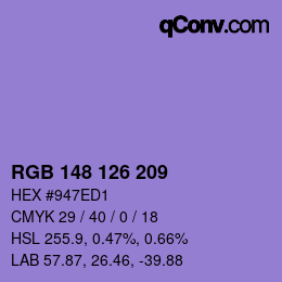 Farbcode: RGB 148 126 209 | qconv.com