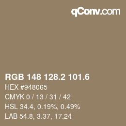 カラーコード: RGB 148 128.2 101.6 | qconv.com