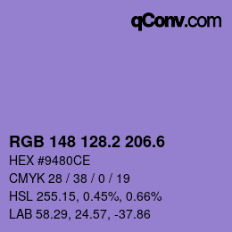 カラーコード: RGB 148 128.2 206.6 | qconv.com