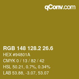 カラーコード: RGB 148 128.2 26.6 | qconv.com