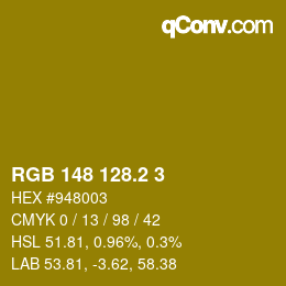 カラーコード: RGB 148 128.2 3 | qconv.com