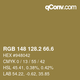 カラーコード: RGB 148 128.2 66.6 | qconv.com