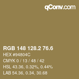 カラーコード: RGB 148 128.2 76.6 | qconv.com