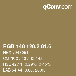 カラーコード: RGB 148 128.2 81.6 | qconv.com