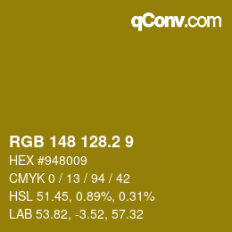 カラーコード: RGB 148 128.2 9 | qconv.com