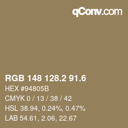 カラーコード: RGB 148 128.2 91.6 | qconv.com