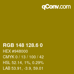 カラーコード: RGB 148 128.6 0 | qconv.com