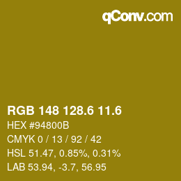 カラーコード: RGB 148 128.6 11.6 | qconv.com