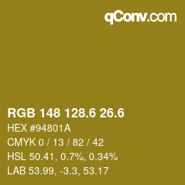 カラーコード: RGB 148 128.6 26.6 | qconv.com