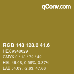 カラーコード: RGB 148 128.6 41.6 | qconv.com