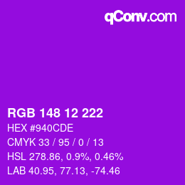 Color code: RGB 148 12 222 | qconv.com