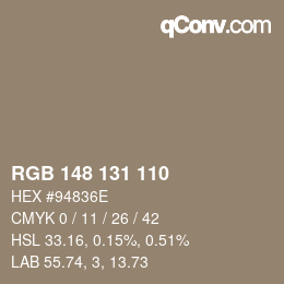 カラーコード: RGB 148 131 110 | qconv.com