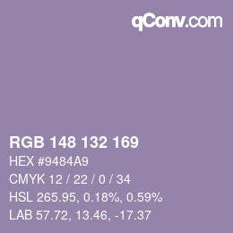 Color code: RGB 148 132 169 | qconv.com
