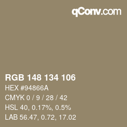Color code: RGB 148 134 106 | qconv.com