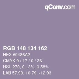 Color code: RGB 148 134 162 | qconv.com