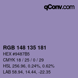 Código de color: RGB 148 135 181 | qconv.com