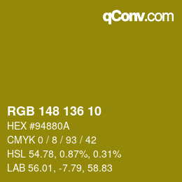 Color code: RGB 148 136 10 | qconv.com