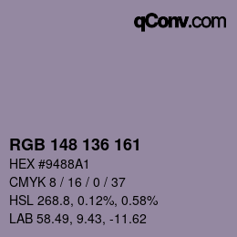 Color code: RGB 148 136 161 | qconv.com