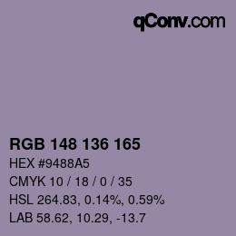Color code: RGB 148 136 165 | qconv.com