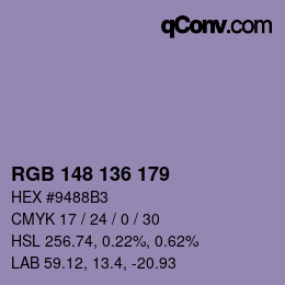 Color code: RGB 148 136 179 | qconv.com