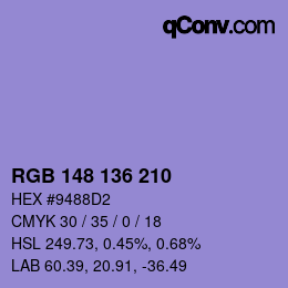 Color code: RGB 148 136 210 | qconv.com