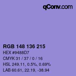 Color code: RGB 148 136 215 | qconv.com