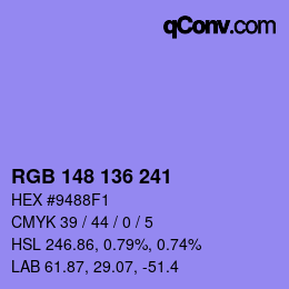 Color code: RGB 148 136 241 | qconv.com